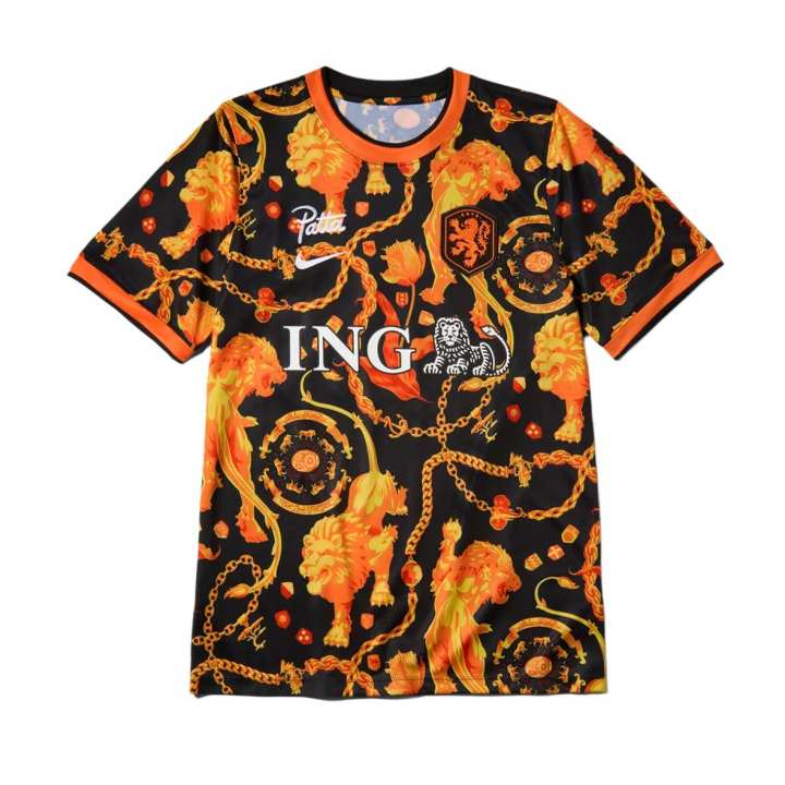 Nike Nike X Patta T Shirts Unisex Black/Orange Crew Neck Moderate