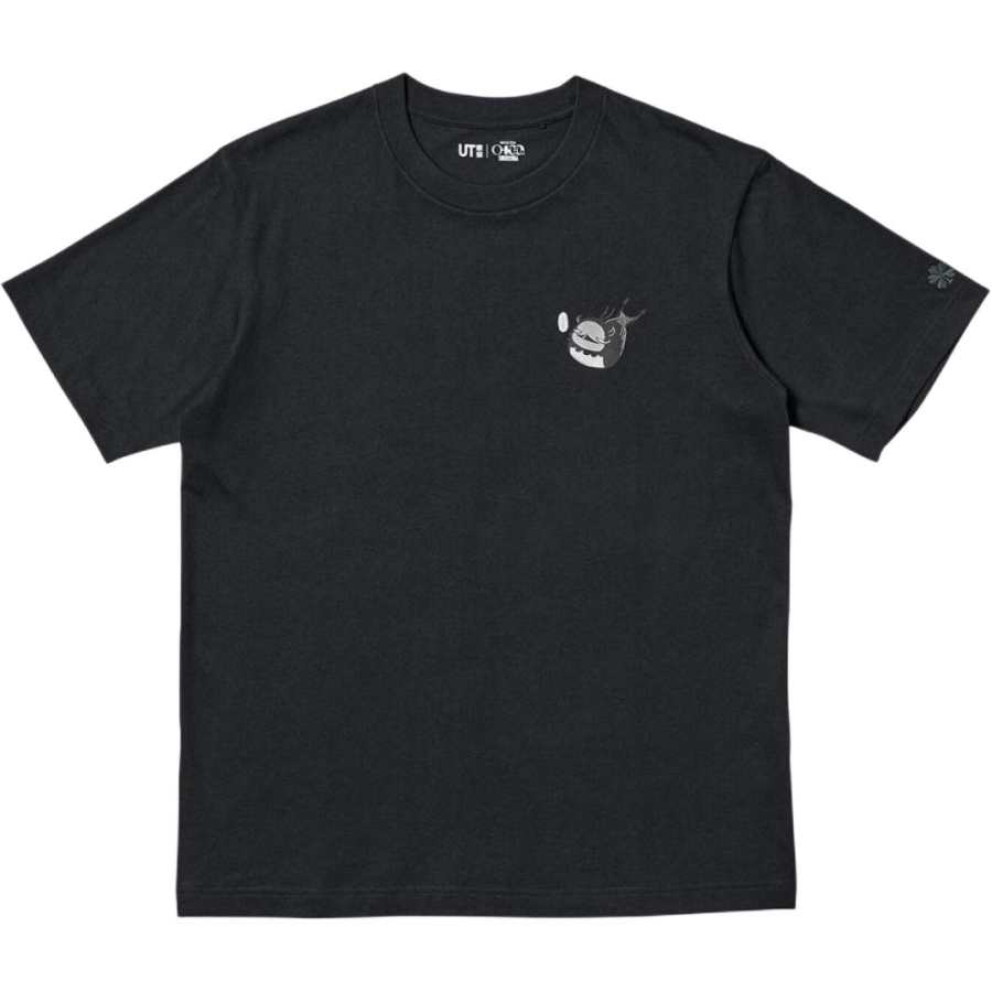 UNIQLO Black Clover Collaboration T Shirts Unisex Black Crew Neck Moderate