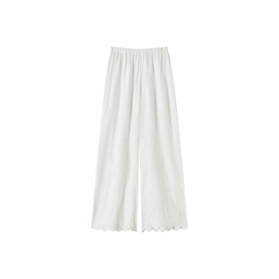 TUSHIFEI Casual Pants Women's White Thin Wide Leg Pants