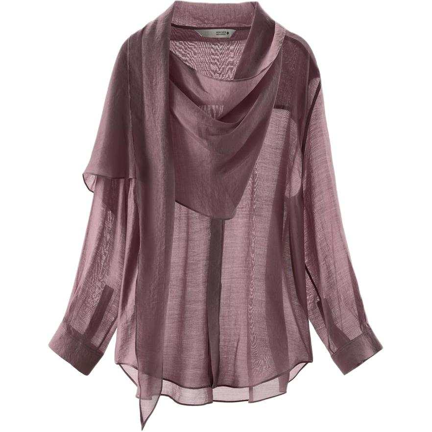 ZARA ZW Shirts Women's Light Purple Scarf Collar