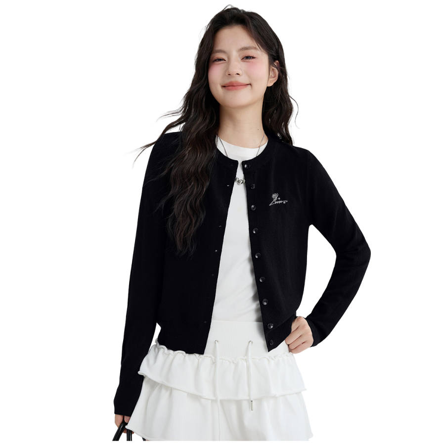 MINISO Knitwear Women's Crew Neck Moderate Cardigan