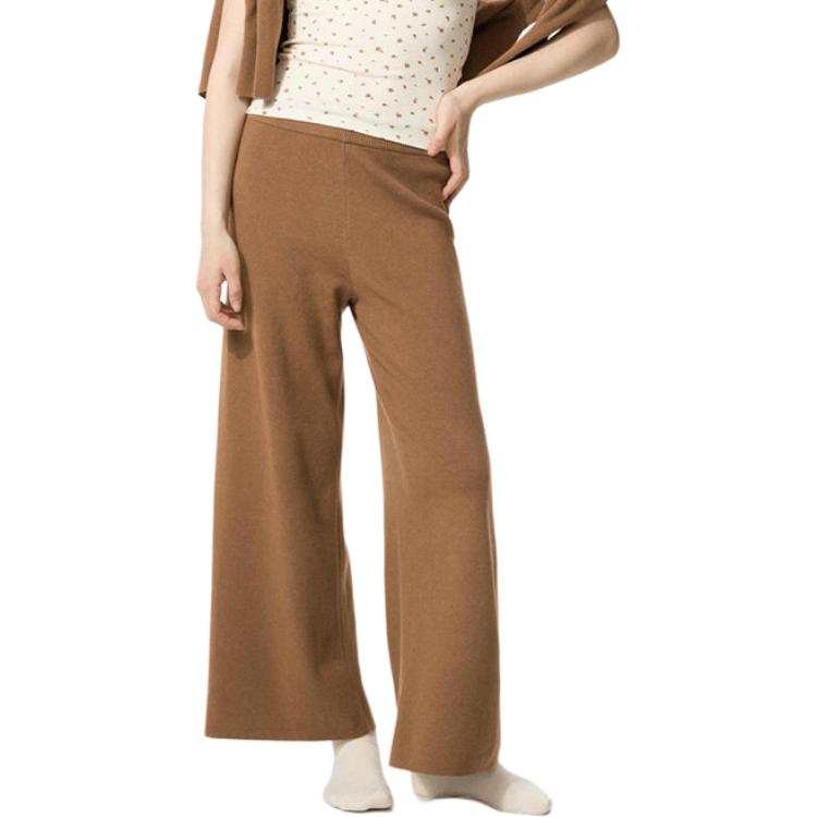 UNIQLO SS26 Knitted Sweatpants Women's Light Umber Moderate Straight Fit Pants
