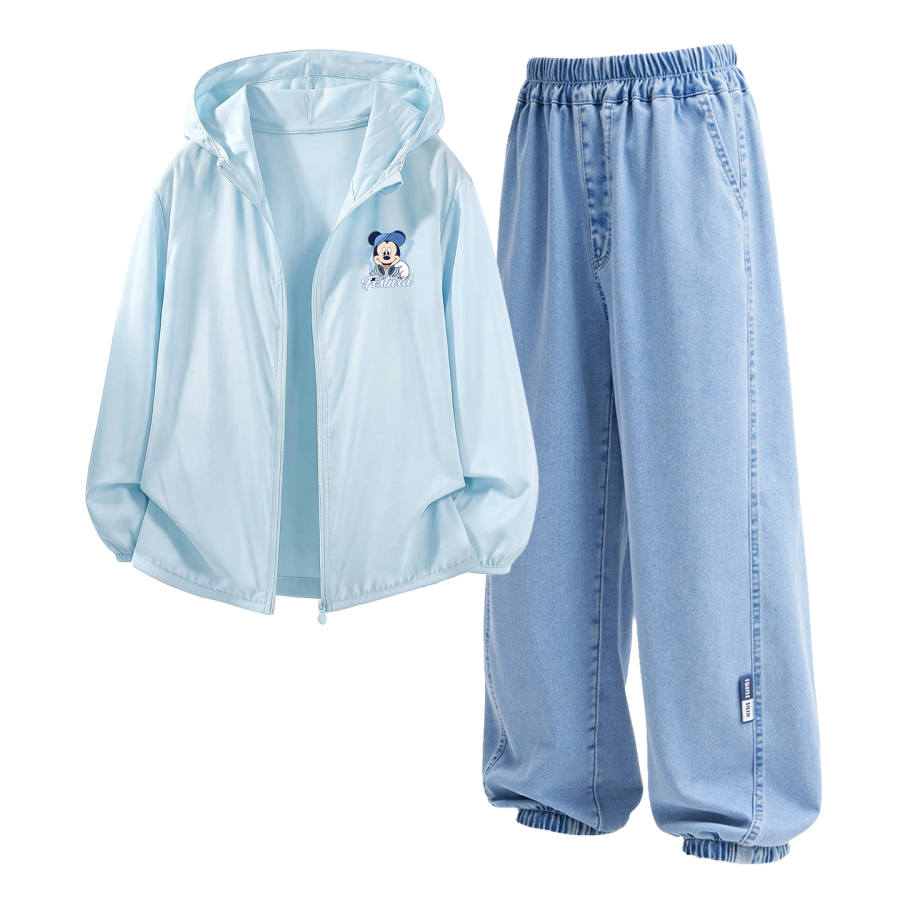 Disney Kids Casual Sportswear Hooded Non Detachable Thin Stretch Breathable