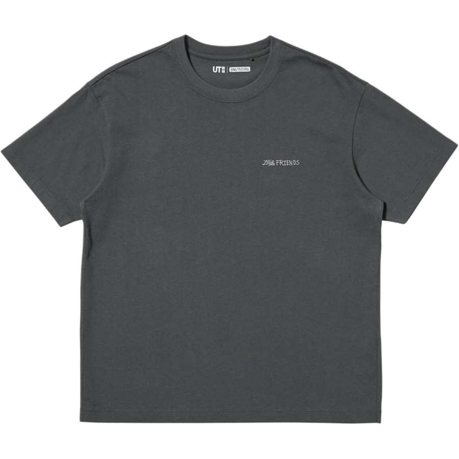 UNIQLO X Galaxy Corporation ZO&FRIENDS T Shirts Women's Dark Gray Crew Neck Moderate