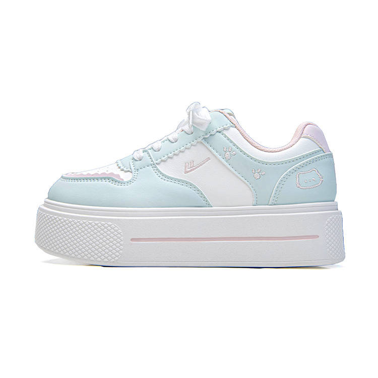 WARRIOR Skateboard Shoes Women's Low Top White Green Pink