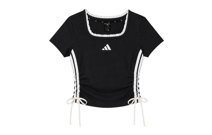 Adidas Adidas Sportswear T Shirts Women's Black Square Collar Moderate Nipped In Waist