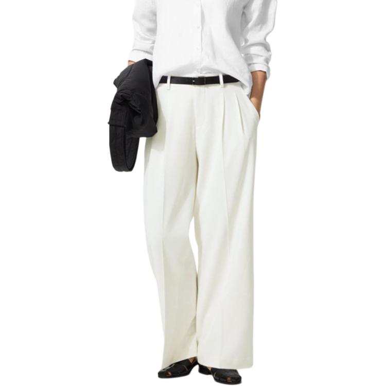 UNIQLO Suit Pants Women's 01 Ivory Moderate Straight Fit Pants