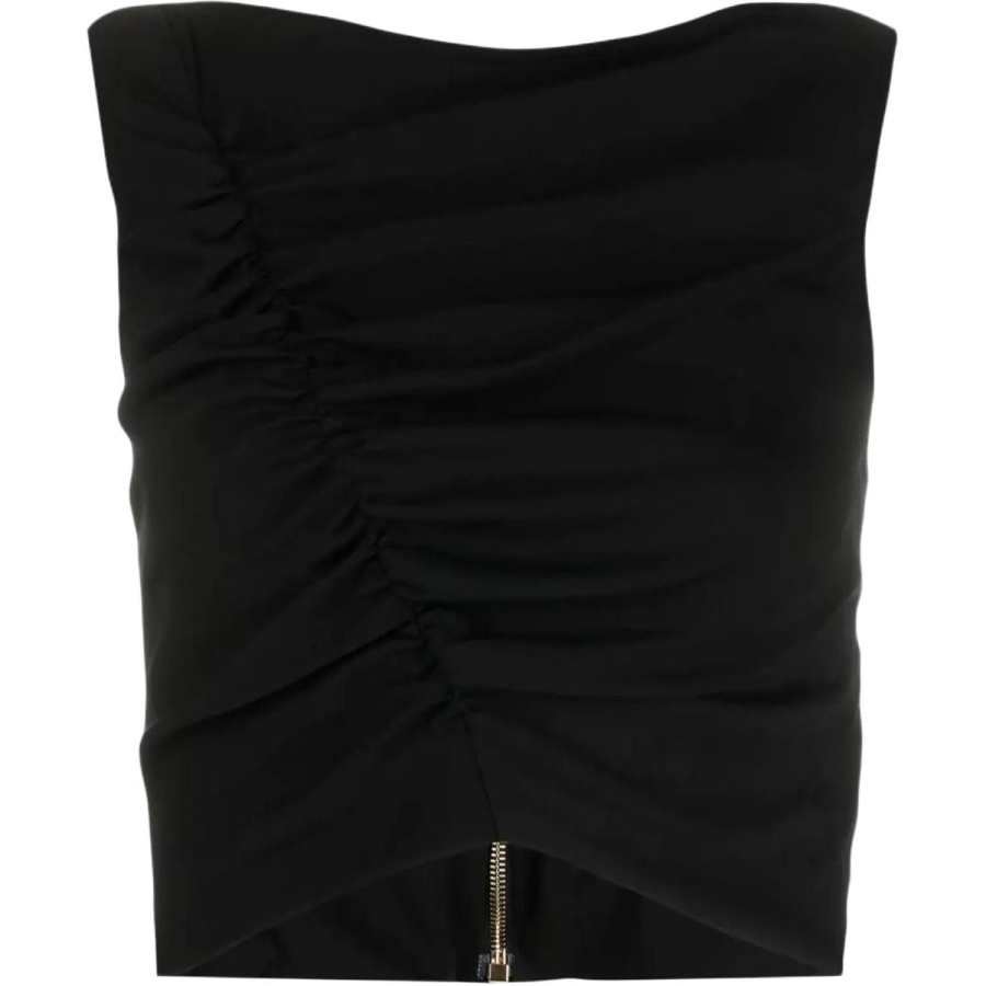 VERSACE VERSACE Gathered Sleeveless Cropped Top