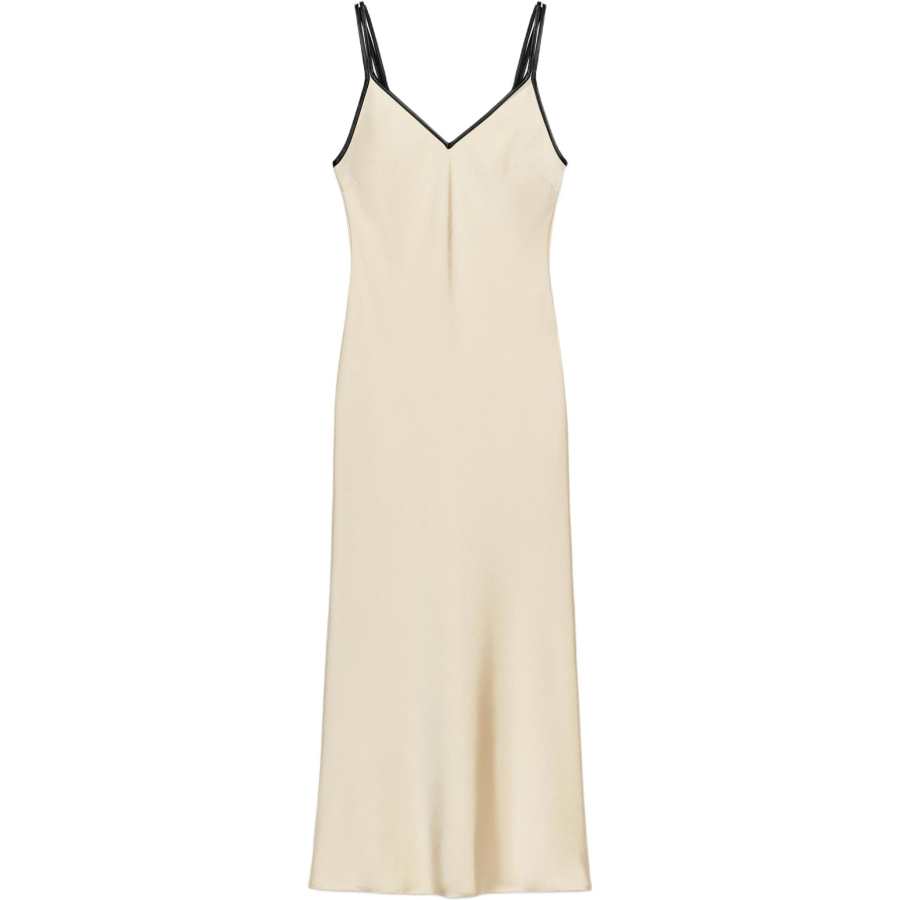ZARA Slip Dresses Women's Beige V Neck Moderate