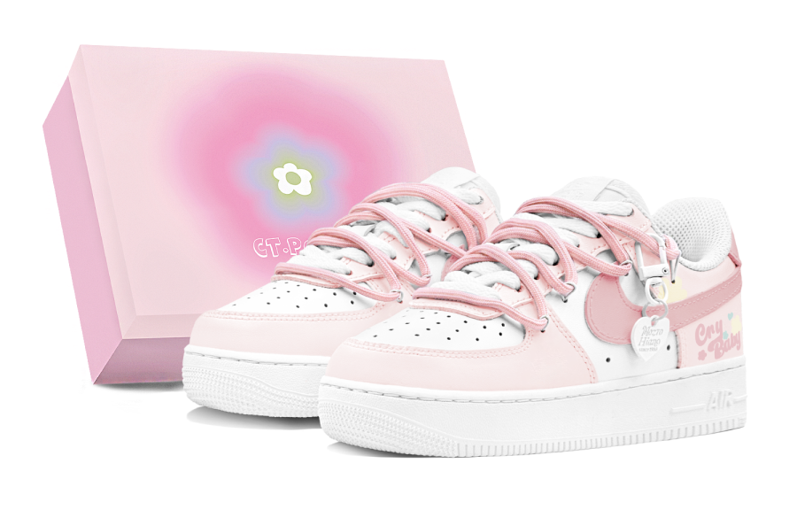 Nike Nike Air Force 1 Skateboard Shoes Women's Low Top Pink/White/Yellow