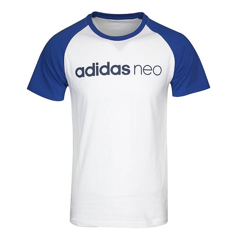 Adidas Neo T Shirts Men's Royal Blue/White Crew Neck Moderate