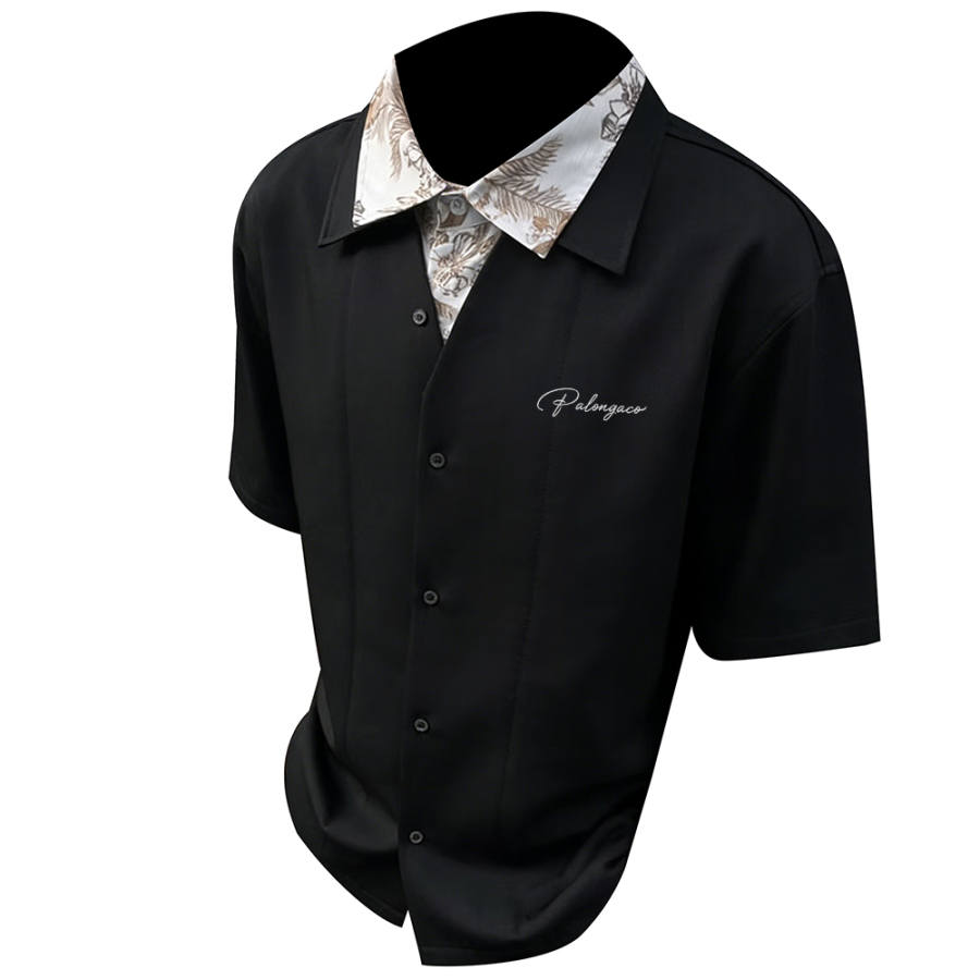 PAL ONGACO Polo Shirts Unisex Black Cuban Collar Moderate Straight Fit