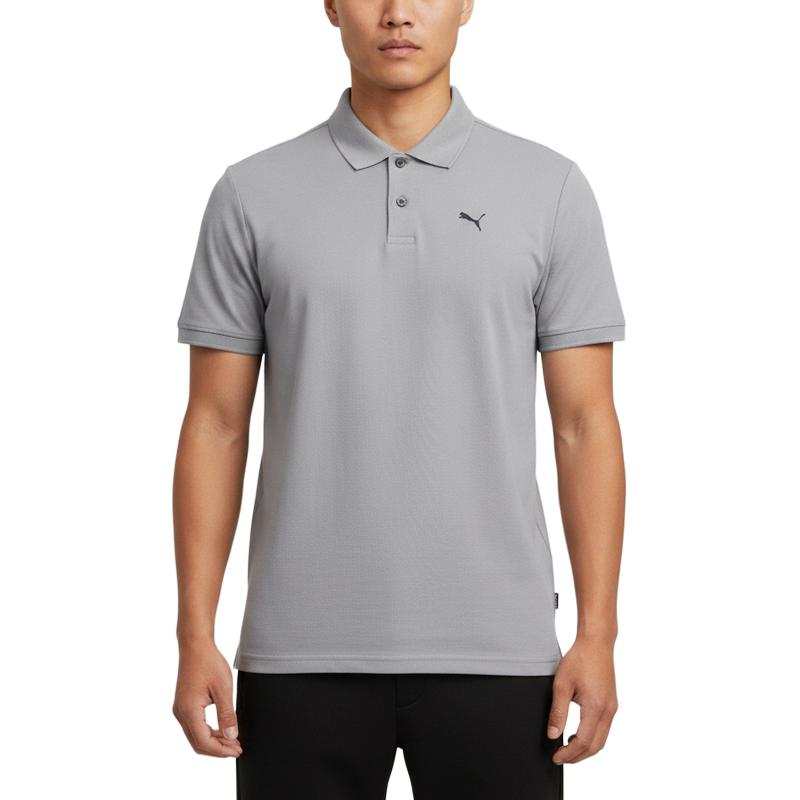PUMA Polo Shirts Men's Gray Polo Collar Moderate