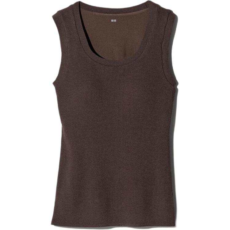 UNIQLO SS26 Tank Tops Women's Brown Black Crew Neck Other