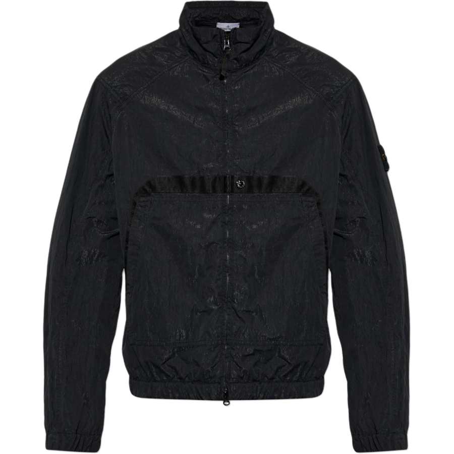 STONE ISLAND Jackets Men's Black Stand Collar Moderate Other