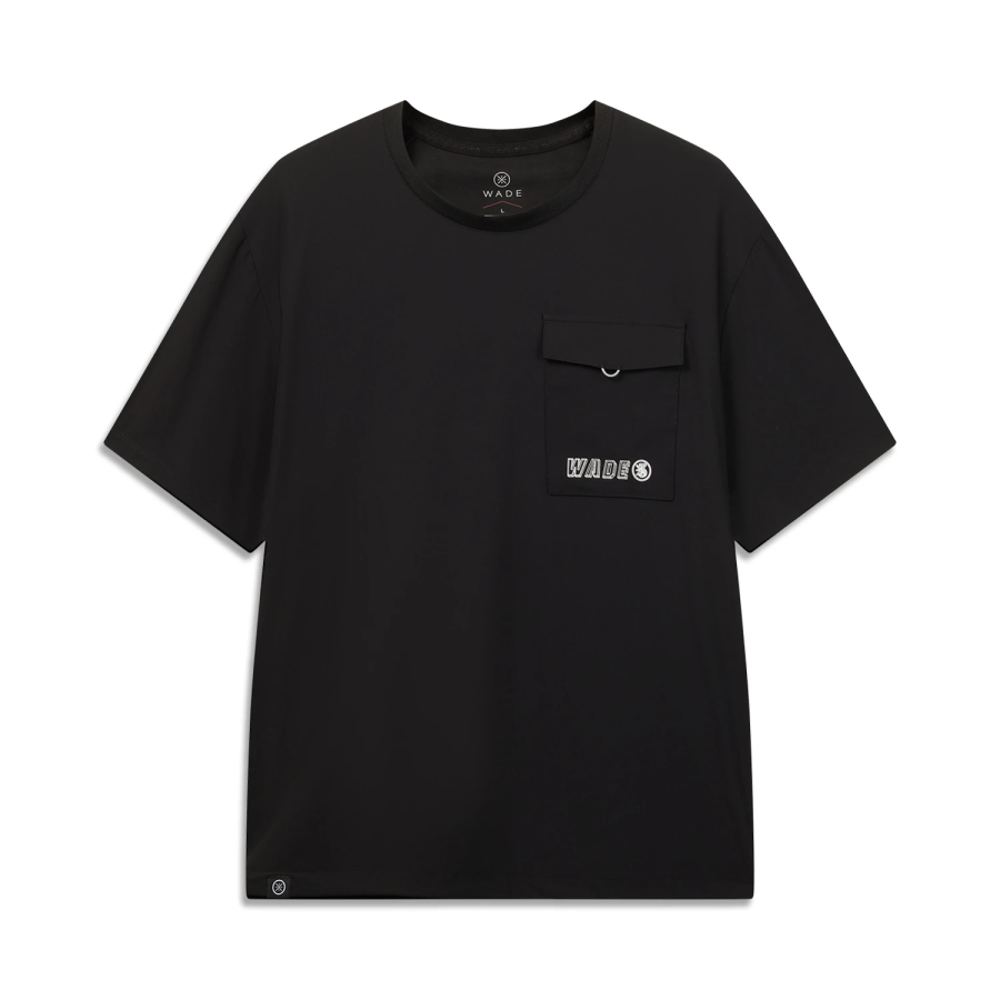 Li-Ning Li Ning T Shirts Men's Black Crew Neck Moderate Straight Fit
