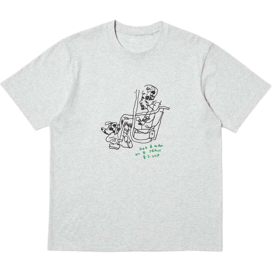 UNIQLO Jason Polan T Shirts Unisex Light Gray Crew Neck