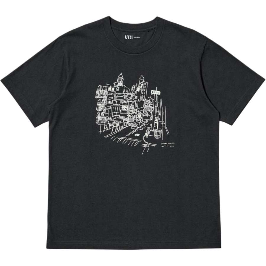 UNIQLO Jason Polan T Shirts Unisex Black Crew Neck