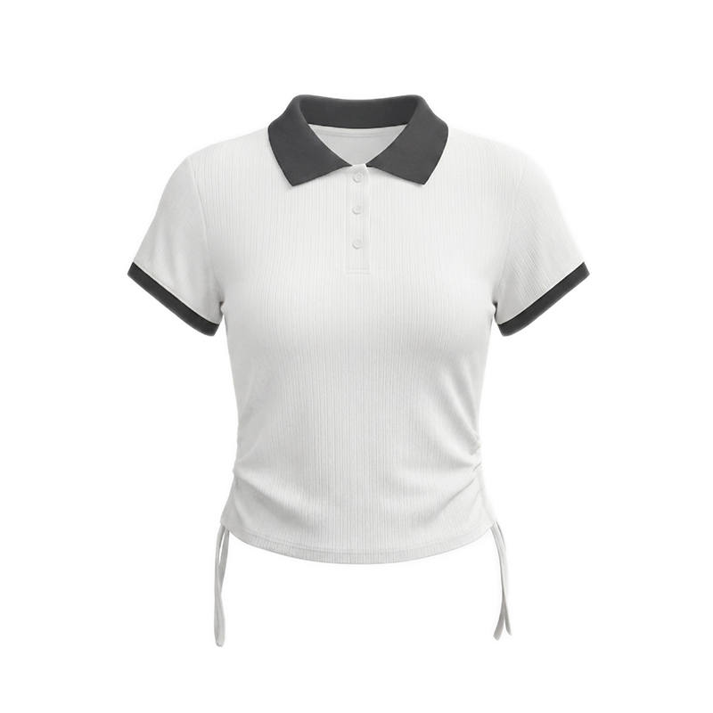 ANTA Polo Shirts Women's Snowflake White Polo Collar Thin Nipped In Waist