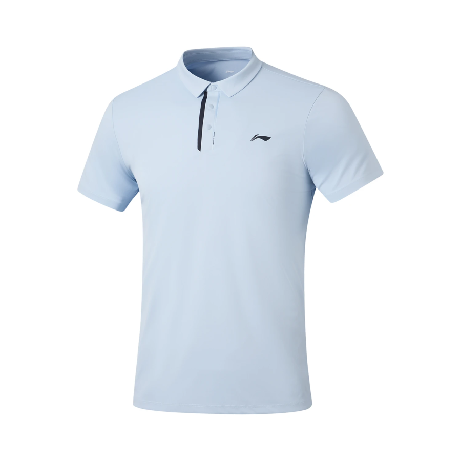 Li-Ning Li Ning Fitness Series Polo Shirts Men's Clear Sky Blue Polo Collar Moderate Straight Fit
