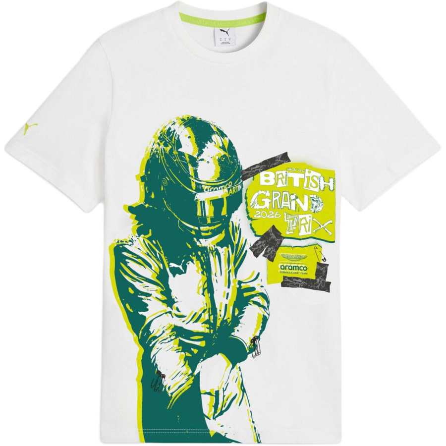 PUMA Racing T Shirts Men's White 02 Crew Neck Moderate