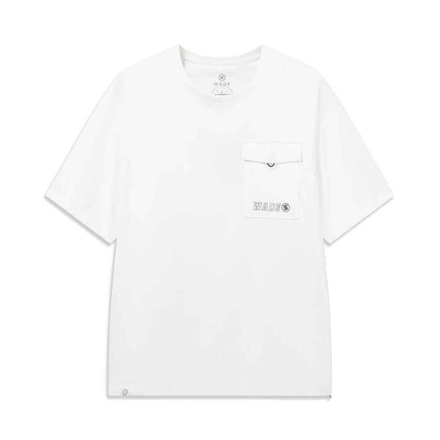 Li-Ning Li Ning T Shirts Men's White Crew Neck Moderate Straight Fit