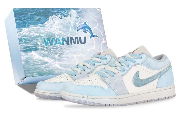 Jordan Jordan Air Jordan 1 Mint Bubble Slip Resistant Low top Skateboard Shoes Unisex Blue White