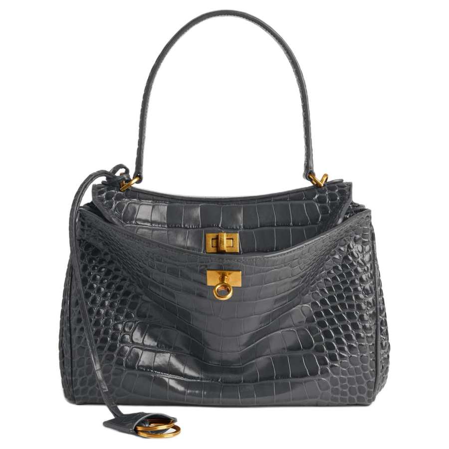 Balenciaga Rodeo Calfskin Shoulder Bag Small Women's Dark Gray