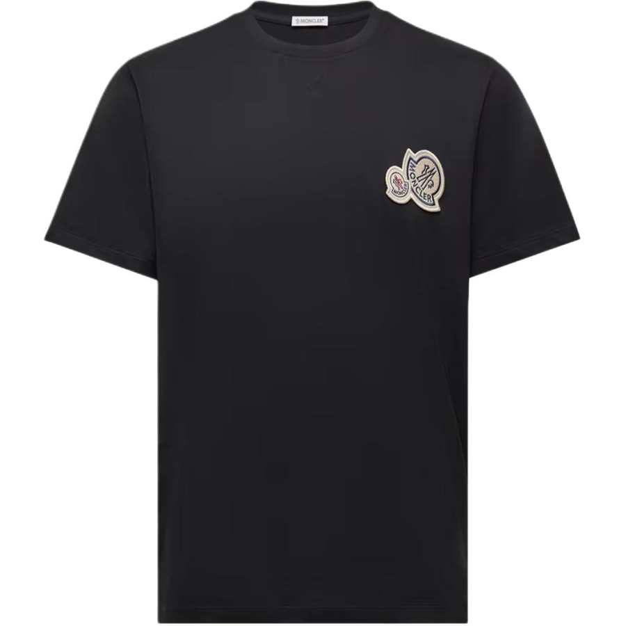 Moncler T Shirts Men's Black Crew Neck Moderate