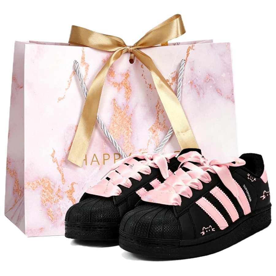 Adidas Originals Superstar 2 Skateboard Shoes Unisex Low Top Black/Pink