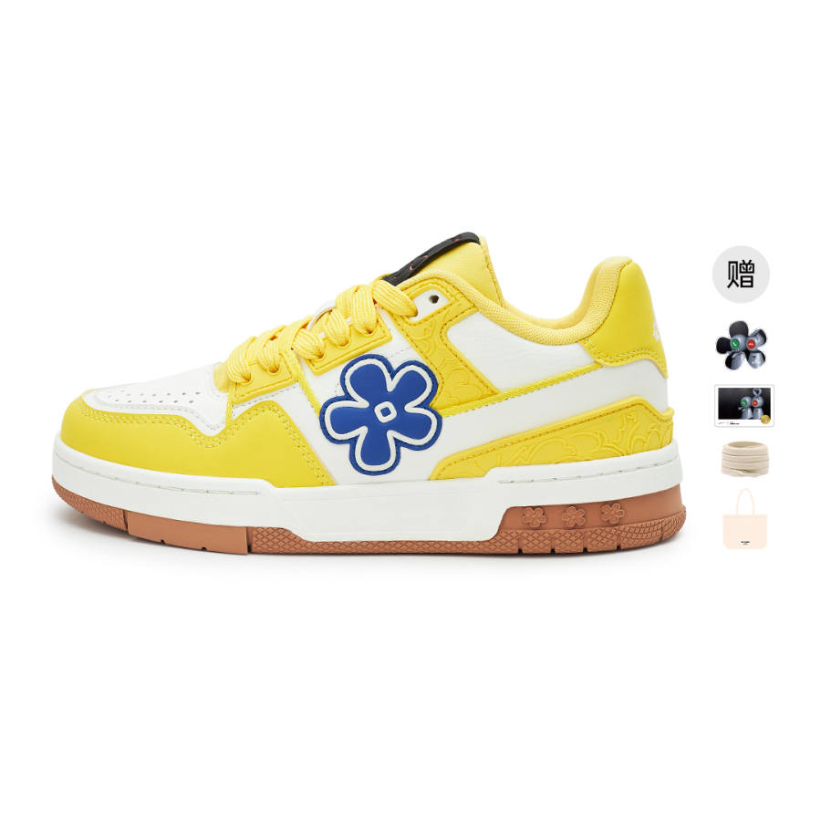 WE FLOWER Little Flower Shoes X Artist Collaboration Collection Low top Stylish Skateboarding Shoes Unisex Soda Yellow