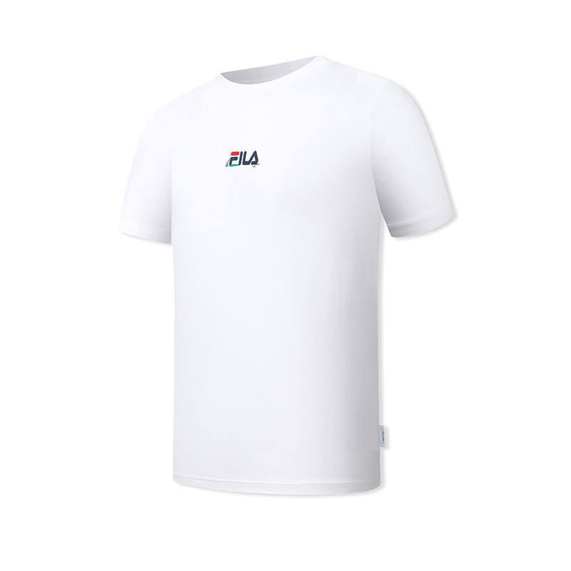 FILA Tennis T Shirts Men's Jade White Crew Neck Moderate Straight Fit