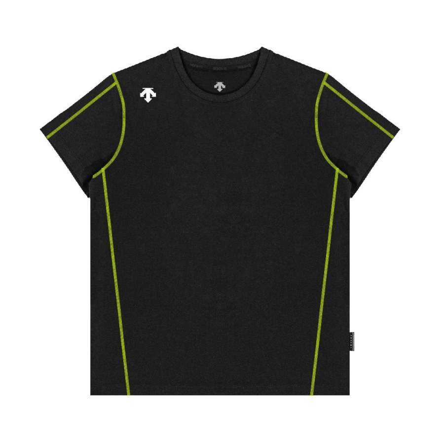 DESCENTE T Shirts Unisex Black/BLKO Crew Neck Moderate Straight Fit