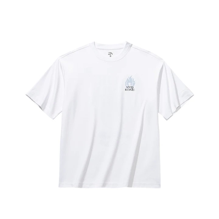 ANTA T Shirts Men's White Crew Neck Thin Straight Fit