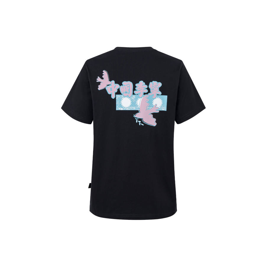 Li-Ning Li Ning T Shirts Women's Black Crew Neck Moderate Straight Fit