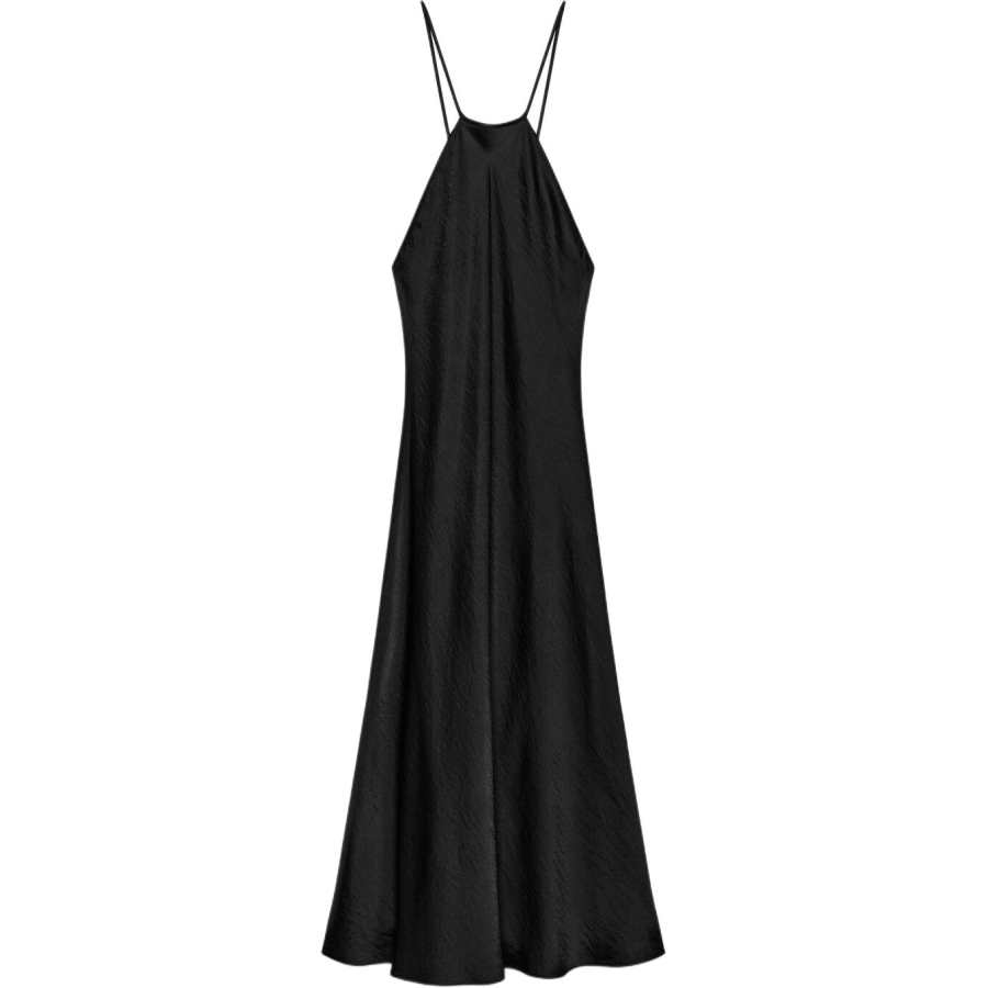 ZARA Slip Dresses Women's Black Halter Moderate Midi Skirt Other
