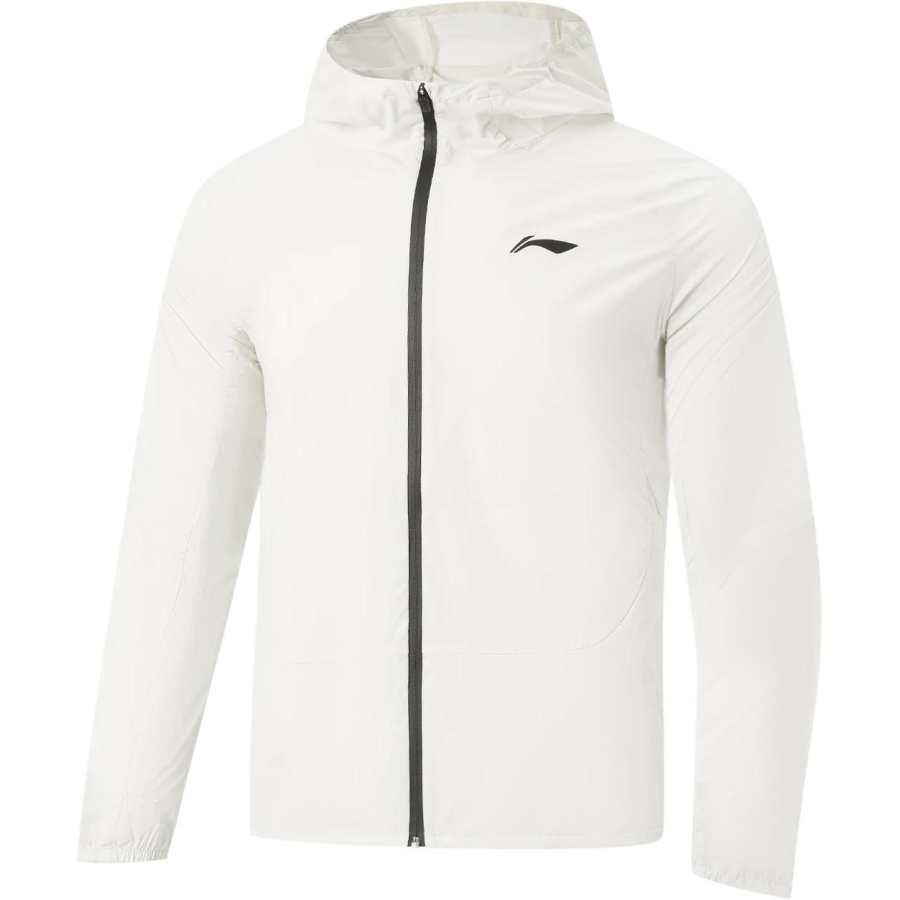 Li-Ning Li Ning Running Collection Trench Coats Men's Chalk Gray Hooded Non Detachable Moderate Straight Fit