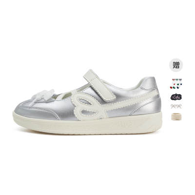 HAPPY BIRDS DAY HBD Ballet Shoes Platform Mary Jane Shoes Women's Shimmering Silver