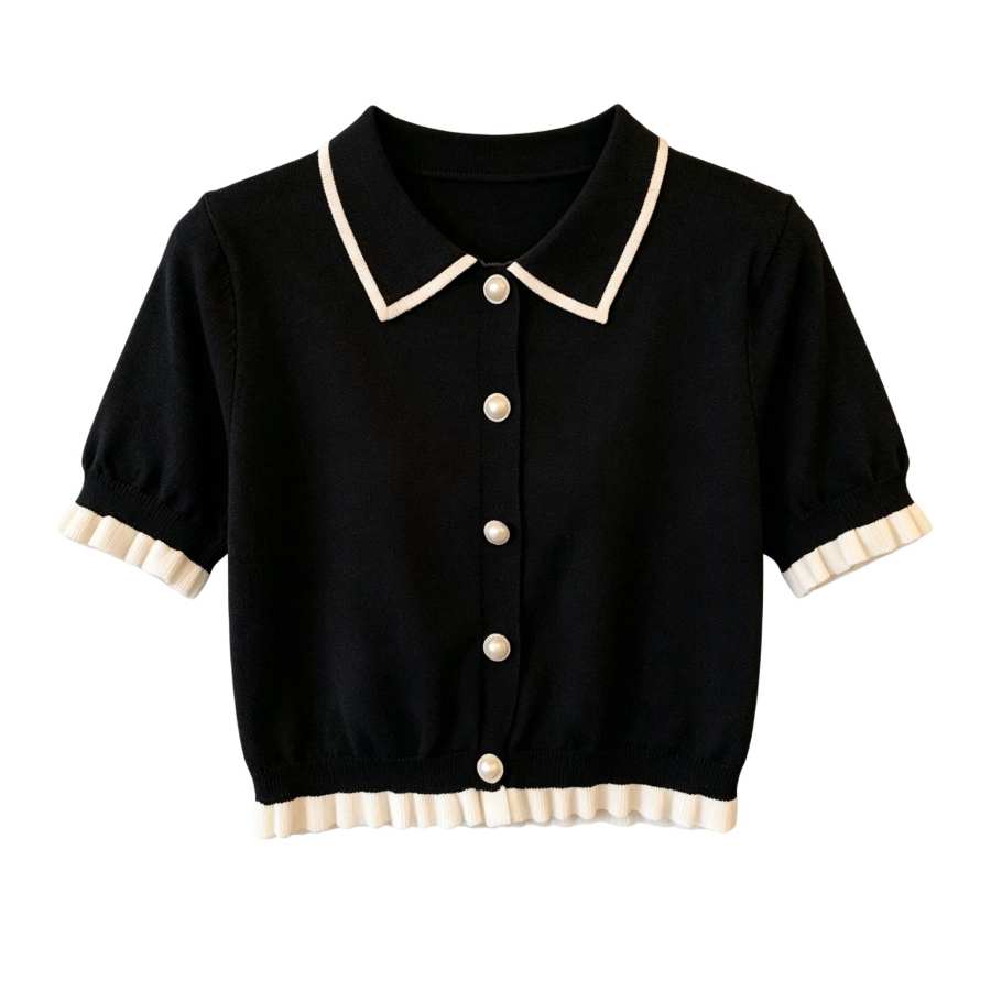 Sugarfunk Knitwear Women's Polo Collar Thin Straight Fit