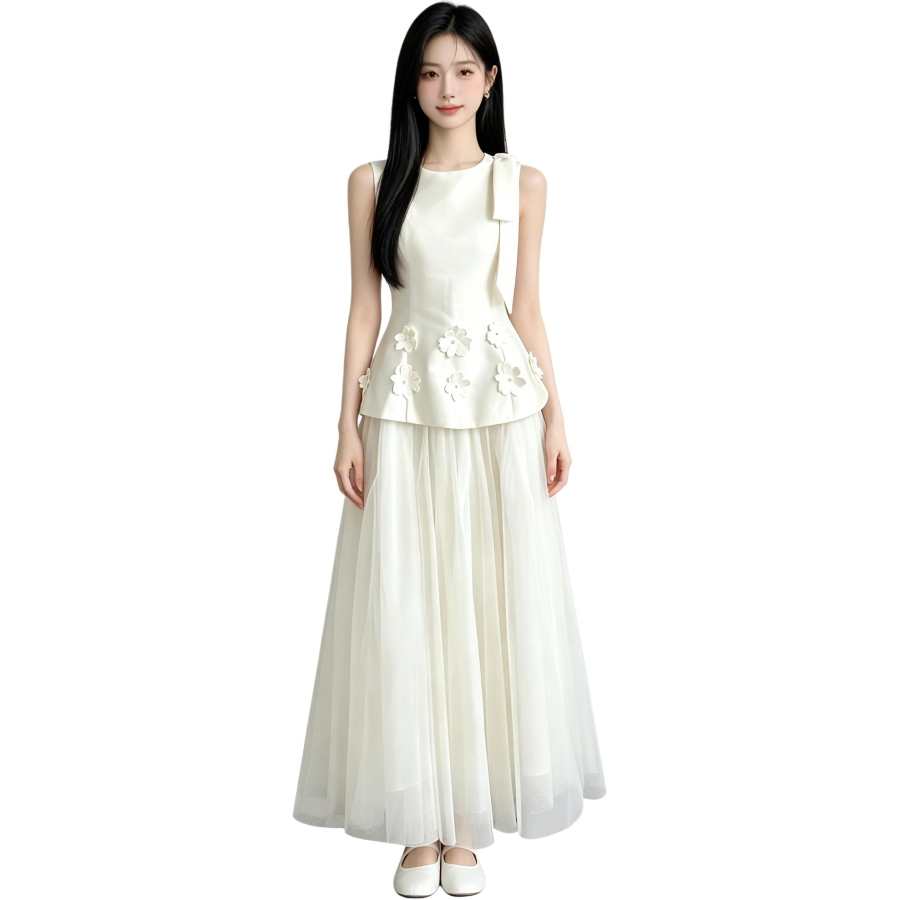 MARIE·COCO Two Piece Skirt Sets Women's Crew Neck Moderate Long Skirt