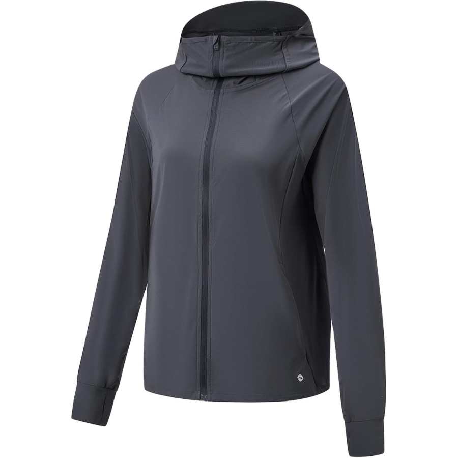 Li-Ning Li Ning Jackets Women's Ebony Black Hooded Non Detachable Moderate Straight Fit