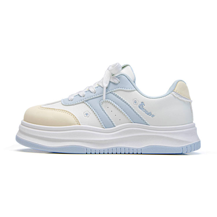 WARRIOR Skateboard Shoes Women's Low Top White Blue Yellow