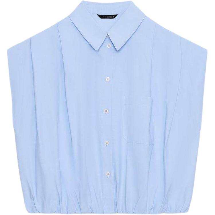 ZARA Shirts Women's Light Blue Lapel Moderate Straight Fit