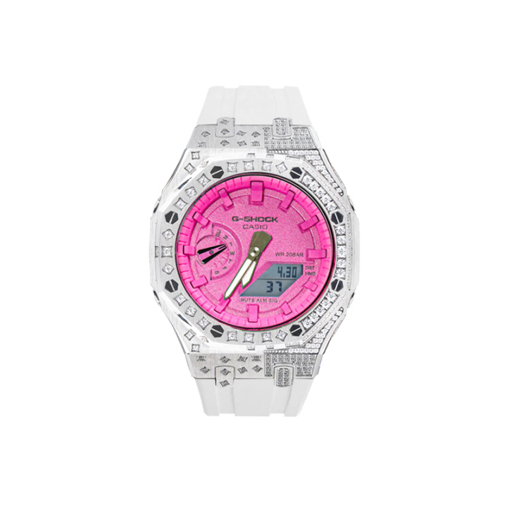 CASIO CASIO Custom Collection Quartz Movement Fluoroelastomer Strap Watch Unisex Pink Watch Dial