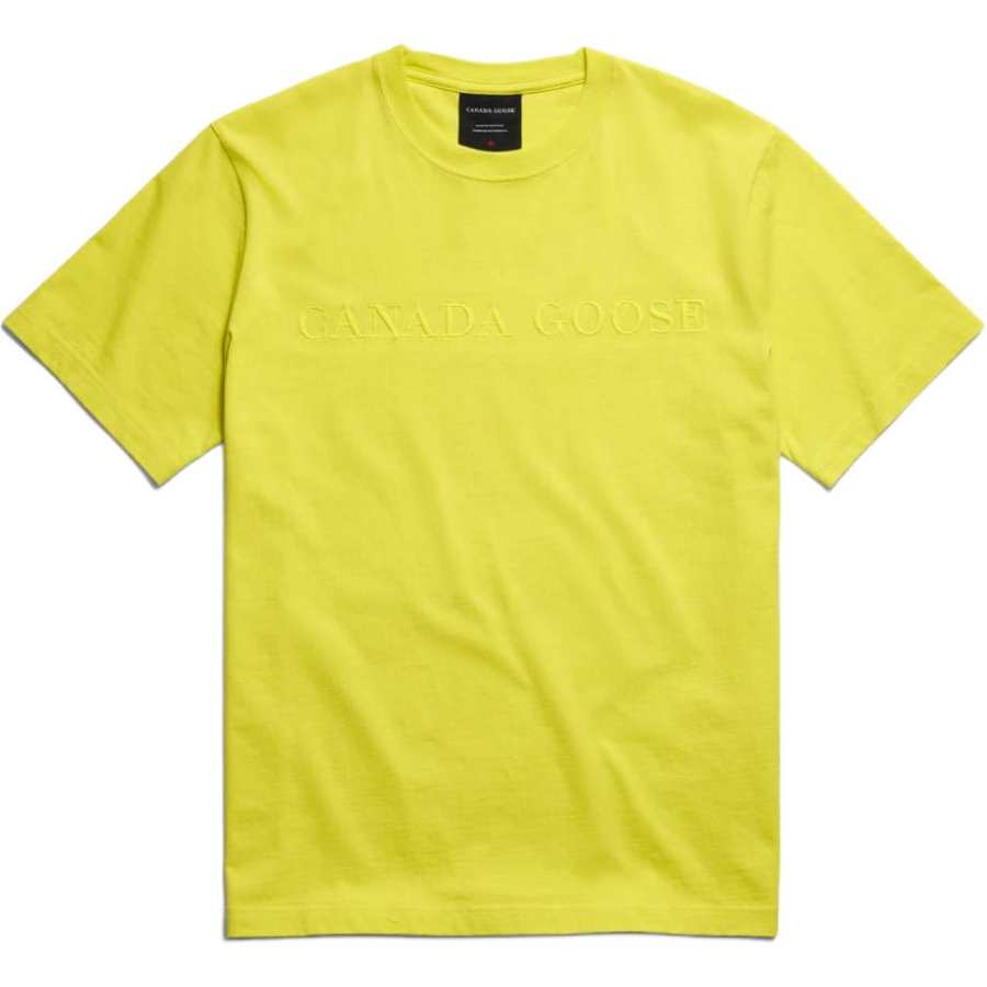 Canada Goose Summer Collection T Shirts Men's Light Yellow Green Crew Neck Moderate