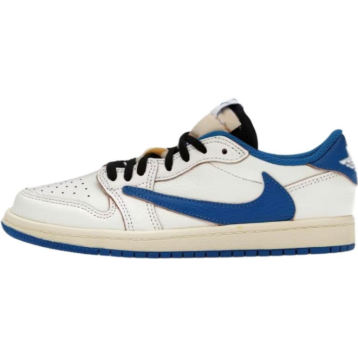Jordan Jordan x Travis Scott X Fragment Design Air Jordan 1 Slip Resistant Abrasion Resistant Low top