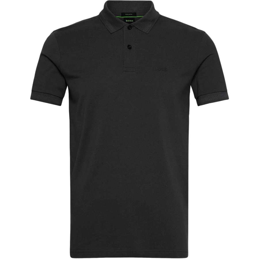 HUGO BOSS Polo Shirts Men's Black Polo Collar Moderate Straight Fit