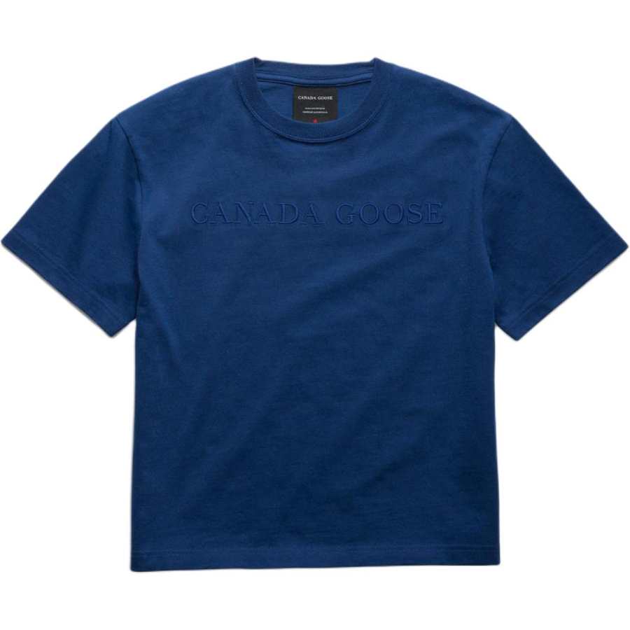Canada Goose Summer Collection T Shirts Women's Navy Blue Crew Neck