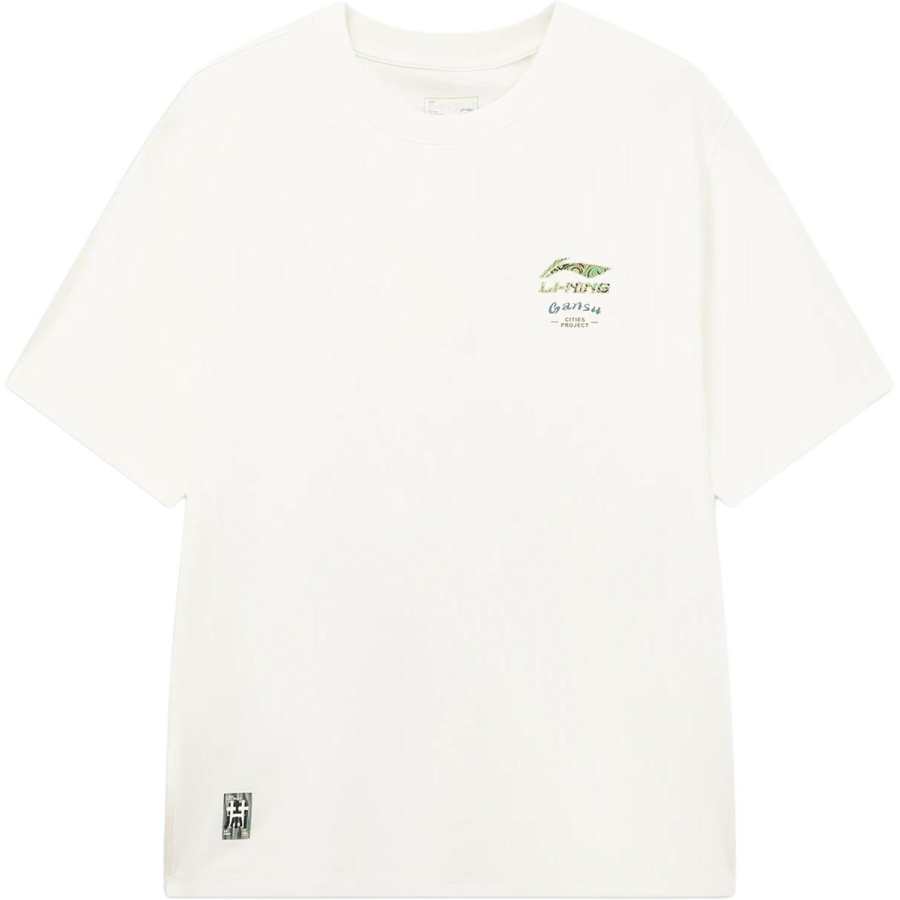 Li-Ning Li Ning China Culture Collection T Shirts Men's Ivory Crew Neck Moderate Straight Fit