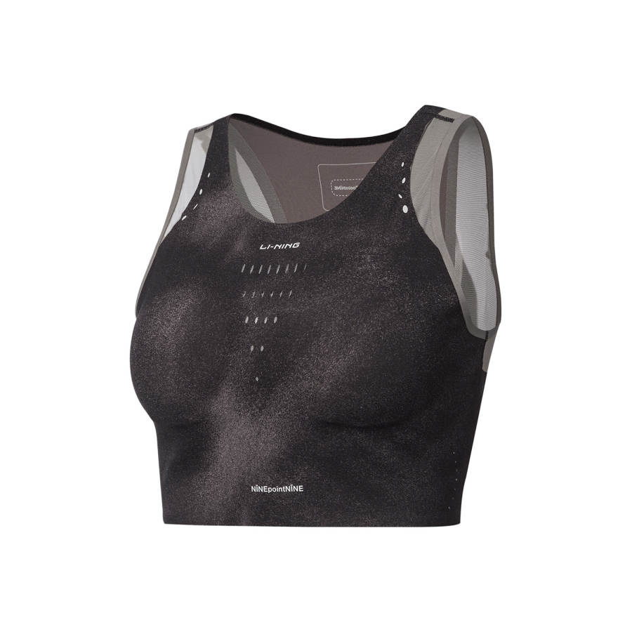 Li-Ning Li Ning Running Collection Sports Underwear Women's Black Full Print Crew Neck Moderate